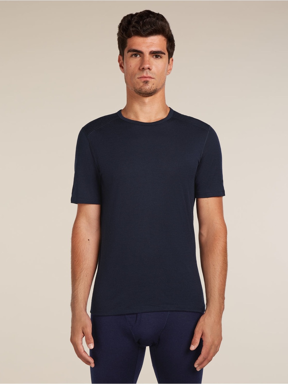 Icebreaker Men's Merino 200 Oasis Short Sleeve Crewe Thermal Top Navy Blue Small